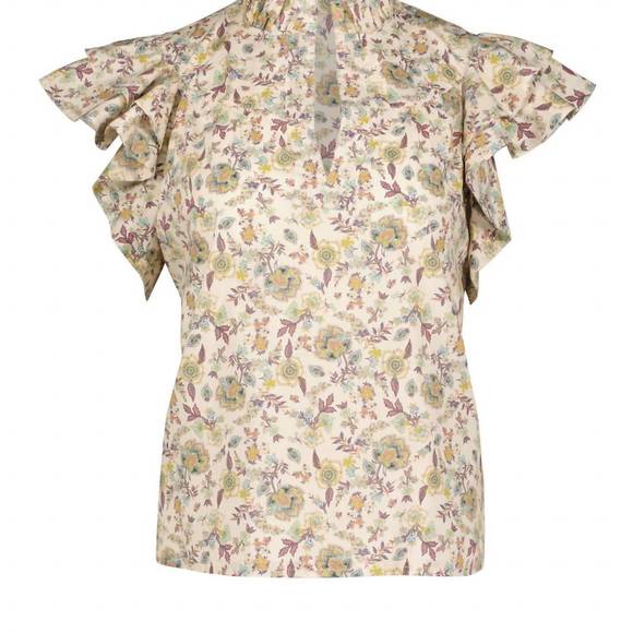 NEW BISHOP + YOUNG margarita poplin top in aster natural print - Picture 4 of 5